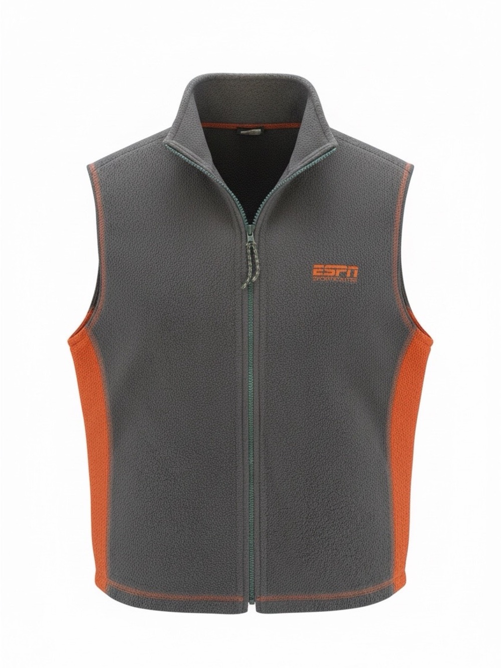 Vintage ESPN SportsCenter Men's Gray & Orange Fleece Vest